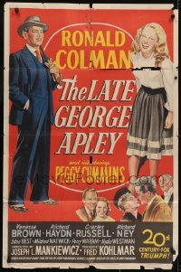 3y476 LATE GEORGE APLEY 1sh 1947 Ronald Colman, introducing sexy Peggy Cummins!