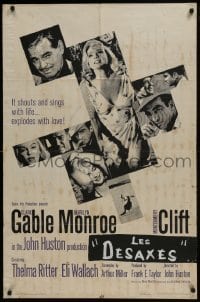 3y565 MISFITS 1sh 1961 sexy Marilyn Monroe, Clark Gable, Montgomery Clift, John Huston directed