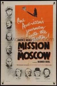 3y566 MISSION TO MOSCOW 1sh 1943 Walter Huston, one American's journey into the truth!