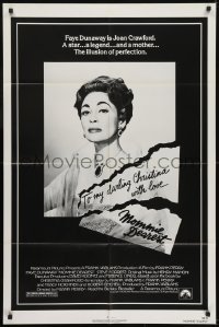 3y569 MOMMIE DEAREST 1sh 1981 great portrait of Faye Dunaway as legendary actress Joan Crawford!