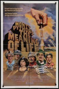 3y574 MONTY PYTHON'S THE MEANING OF LIFE 1sh 1983 Garland artwork of the screwy Monty Python cast!