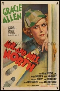 3y586 MR. & MRS. NORTH 1sh 1942 art of detective Gracie Allen shining flashlight on clues!