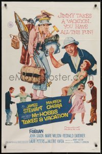 3y587 MR. HOBBS TAKES A VACATION 1sh 1962 great wacky full-length art of tourist Jimmy Stewart!