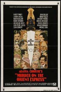 3y593 MURDER ON THE ORIENT EXPRESS 1sh 1974 Agatha Christie, great art of cast by Richard Amsel!