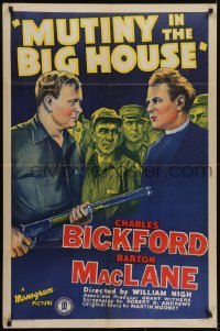 3y596 MUTINY IN THE BIG HOUSE 1sh R1944 priest Charles Bickford, Barton MacLane behind bars!