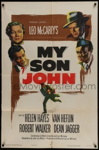 3y599 MY SON JOHN 1sh 1952 art of Communist Robert Walker, directed by Leo McCarey!