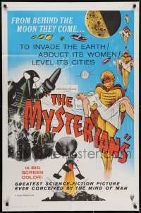 3y603 MYSTERIANS 1sh 1959 they're abducting Earth's women & leveling its cities, RKO printing!