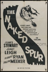 3y605 NAKED SPUR 1sh R1950s James Stewart & sexy bait Janet Leigh, completely different art!