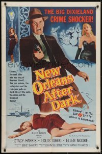 3y615 NEW ORLEANS AFTER DARK 1sh 1958 Louisiana drug smuggling, the big Dixieland crime shocker!