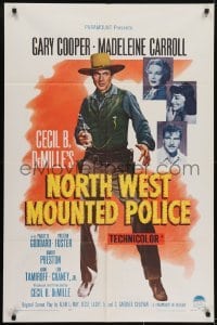 3y622 NORTH WEST MOUNTED POLICE 1sh R1958 Cecil B. DeMille, Gary Cooper, Madeleine Carroll