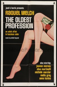 3y630 OLDEST PROFESSION 1sh 1968 Raquel Welch, sexy legs with garter belt & money!