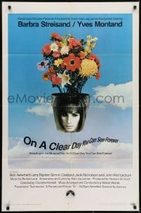 3y632 ON A CLEAR DAY YOU CAN SEE FOREVER 1sh 1970 cool image of Barbra Streisand in flower pot!