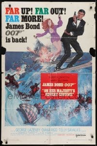 3y633 ON HER MAJESTY'S SECRET SERVICE style B int'l 1sh 1969 Lazenby as Bond, McGinnis/McCarthy art!