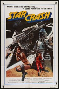 3y808 STARCRASH 1sh 1979 great John Solie sci-fi art of sexy near-naked Caroline Munro!