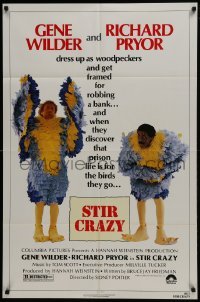 3y810 STIR CRAZY 1sh 1980 Gene Wilder & Richard Pryor in chicken suits, directed by Sidney Poitier!