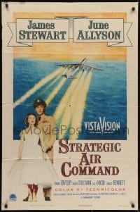 3y817 STRATEGIC AIR COMMAND 1sh 1955 pilot James Stewart, June Allyson, cool airplane art!