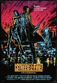 3y818 STREETS OF FIRE w/o border 1sh 1984 Walter Hill directed, Michael Pare, Diane Lane, Riehm art!