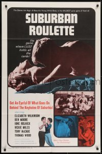 3y821 SUBURBAN ROULETTE 1sh 1967 Herschell Gordon Lewis, Elizabeth Wilkinson, get an eyeful!