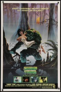 3y828 SWAMP THING studio style 1sh 1982 Wes Craven, Richard Hescox art holding Adrienne Barbeau!