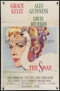 3y830 SWAN 1sh 1956 wonderful close up artwork of beautiful Grace Kelly by Monet!