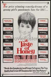 3y843 TASTE OF HONEY style A 1sh 1962 Richardson, story of Tushingham's passionate love for life!