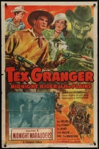 3y852 TEX GRANGER chapter 5 1sh 1947 cool western serial, artwork of cowboy Robert Kellard!