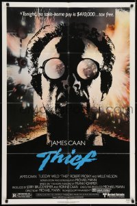 3y857 THIEF 1sh 1981 Michael Mann, really cool image of James Caan w/goggles!