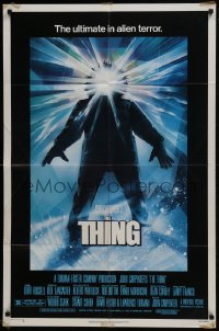 3y858 THING 1sh 1982 John Carpenter classic sci-fi horror, Drew Struzan, regular credit design!