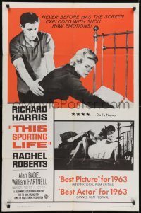 3y863 THIS SPORTING LIFE 1sh 1963 Richard Harris & Rachel Roberts, Lindsay Anderson