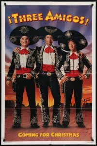 3y865 THREE AMIGOS teaser 1sh 1986 best portrait of Chevy Chase, Steve Martin & Martin Short!