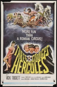 3y868 THREE STOOGES MEET HERCULES 1sh 1961 Moe Howard, Larry Fine & Joe DeRita with Samson Burke!