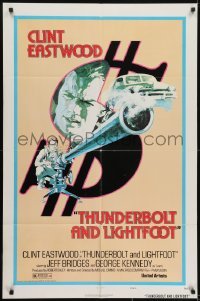 3y871 THUNDERBOLT & LIGHTFOOT style D 1sh 1974 art of Clint Eastwood with HUGE gun by Arnaldo Putzu!