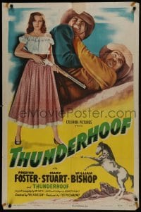 3y872 THUNDERHOOF 1sh 1948 Preston Foster, Mary Stuart with gun, cool wild stallion artwork!