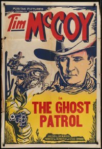 3y875 TIM MCCOY 1sh 1930s classic cowboy on his horse & holding gun, Roaring Guns!