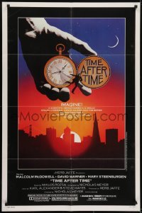 3y876 TIME AFTER TIME 1sh 1979 directed by Nicholas Meyer, cool fantasy artwork by Noble!