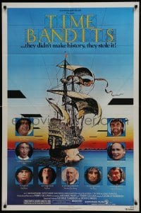 3y877 TIME BANDITS 1sh 1981 John Cleese, Sean Connery, art by director Terry Gilliam!