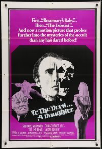 3y879 TO THE DEVIL A DAUGHTER 1sh 1976 Widmark, Christopher Lee, Nastassja Kinski, purple style!