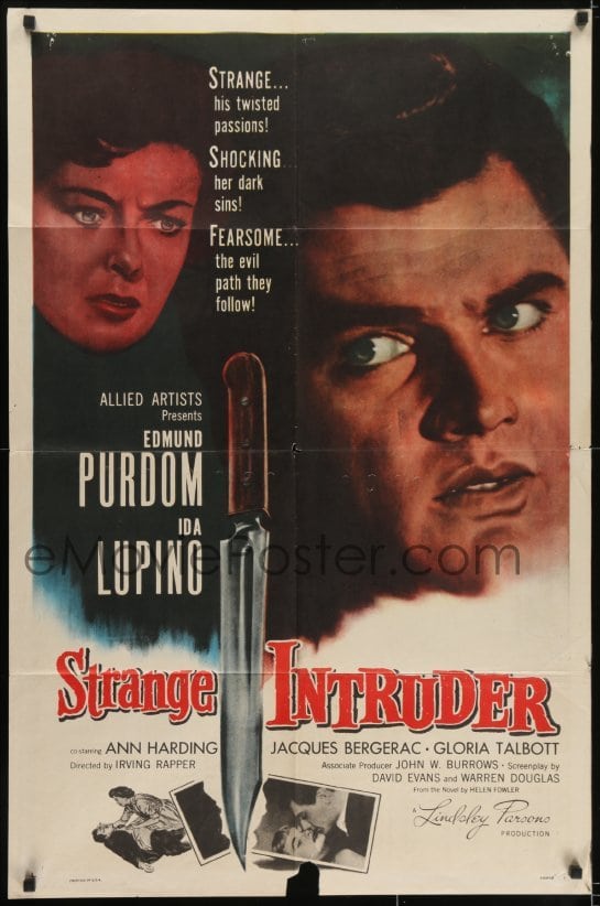 3y815 Strange Intruder 1sh 1956 Edmund Purdom Ida Lupino Ann Harding 