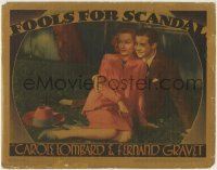 3z540 FOOLS FOR SCANDAL LC 1938 great romantic close up of sexy Carole Lombard & Fernand Gravet!