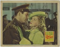 3z557 GANG'S ALL HERE LC 1943 romantic close up of Alice Faye & her soldier lover, James Ellison!