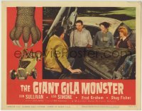 3z564 GIANT GILA MONSTER LC #2 1959 classic border art of giant hand grabbing teens in hot rod!