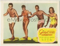 3z565 GIDGET GOES HAWAIIAN LC 1961 best image of top four stars posing in swimsuits on surfboards!