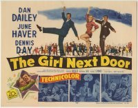 3z096 GIRL NEXT DOOR TC 1953 artwork of Dan Dailey, sexy June Haver & Dennis Day all dancing!