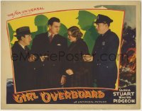 3z569 GIRL OVERBOARD LC 1937 Gloria Stuart & Walter Pidgeon arrested by police, cool border art!