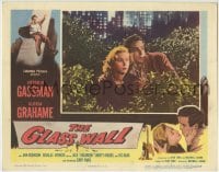 3z571 GLASS WALL LC 1953 great close up of Vittorio Gassman & Gloria Grahame hiding in bushes!