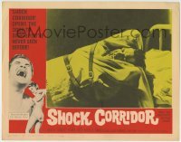 3z847 SHOCK CORRIDOR LC #2 1963 Sam Fuller's masterpiece, close up of Peter Breck in strait-jacket!