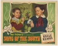 3z869 SONG OF THE SOUTH LC #7 1946 Disney, Bobby Driscoll & Luana Patten with cartoon bird!