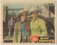 3z870 SONORA STAGECOACH LC 1944 great close up of smiling Bob Steele & pretty Betty Miles!