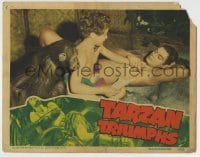 3z907 TARZAN TRIUMPHS LC 1943 Cheeta watches Boy reading letter from Jane to Johnny Weissmuller!