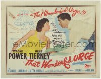 3z305 THAT WONDERFUL URGE TC 1949 c/u of of Tyrone Power about to kiss sexy Gene Tierney!